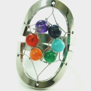 Anillo acero atrapasueños con piedras naturales