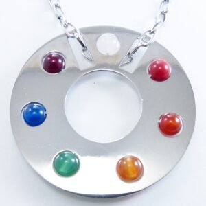 Dije y cadena acero 7 piedras