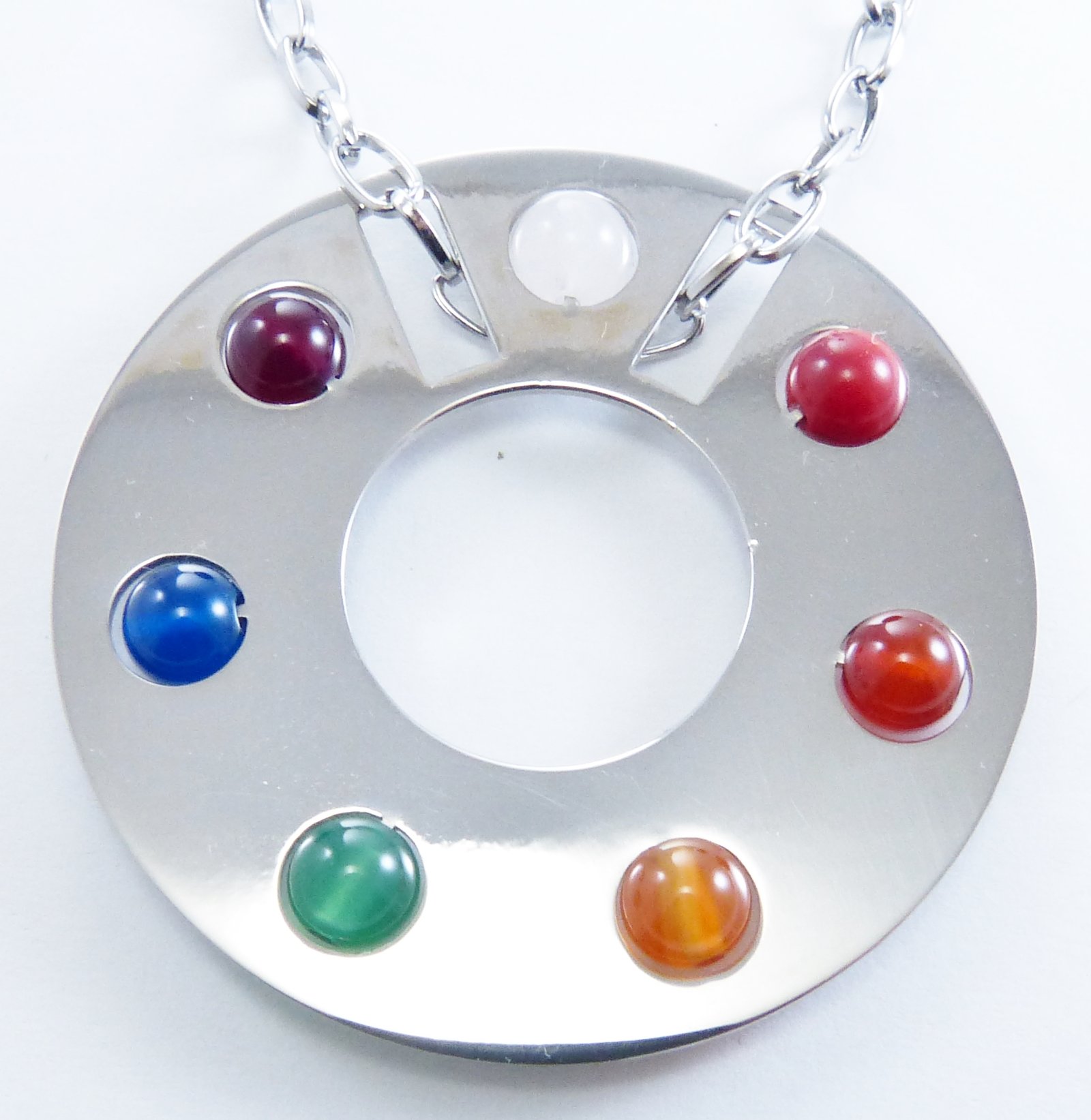 Dije y cadena acero 7 piedras