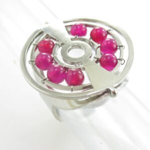 Anillo acero círculo tejido piedra natural