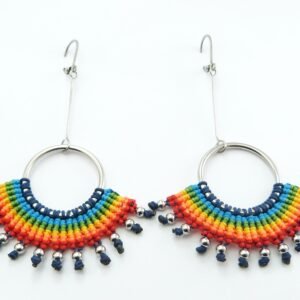 Arete acero tejido macramé