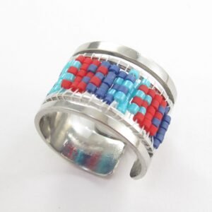 Anillo acero tejido con cristal miyuki