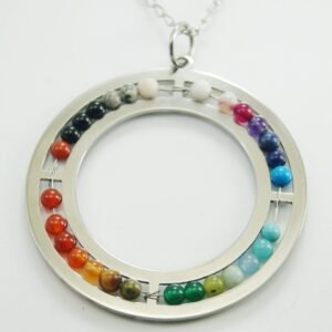 Dije Medallón acero mix piedras naturales