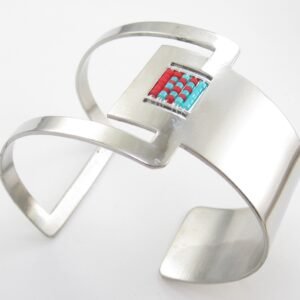 Aro acero geométrico con tejido cristal miyuki