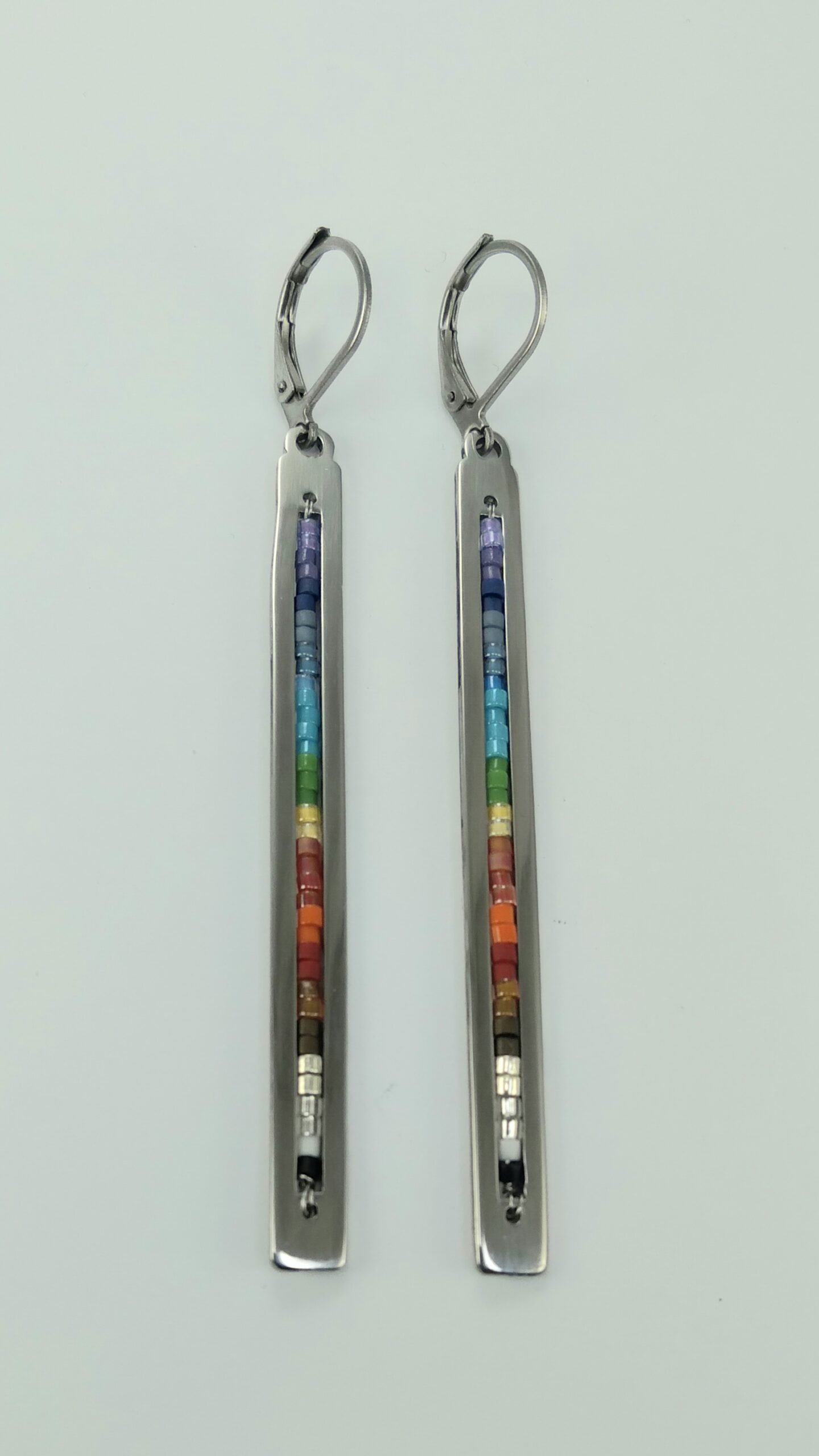 Arete acero delgado tejido cristal miyuki - Imagen 2