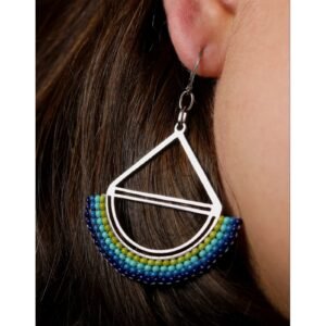 Arete acero tejido mostacilla checa