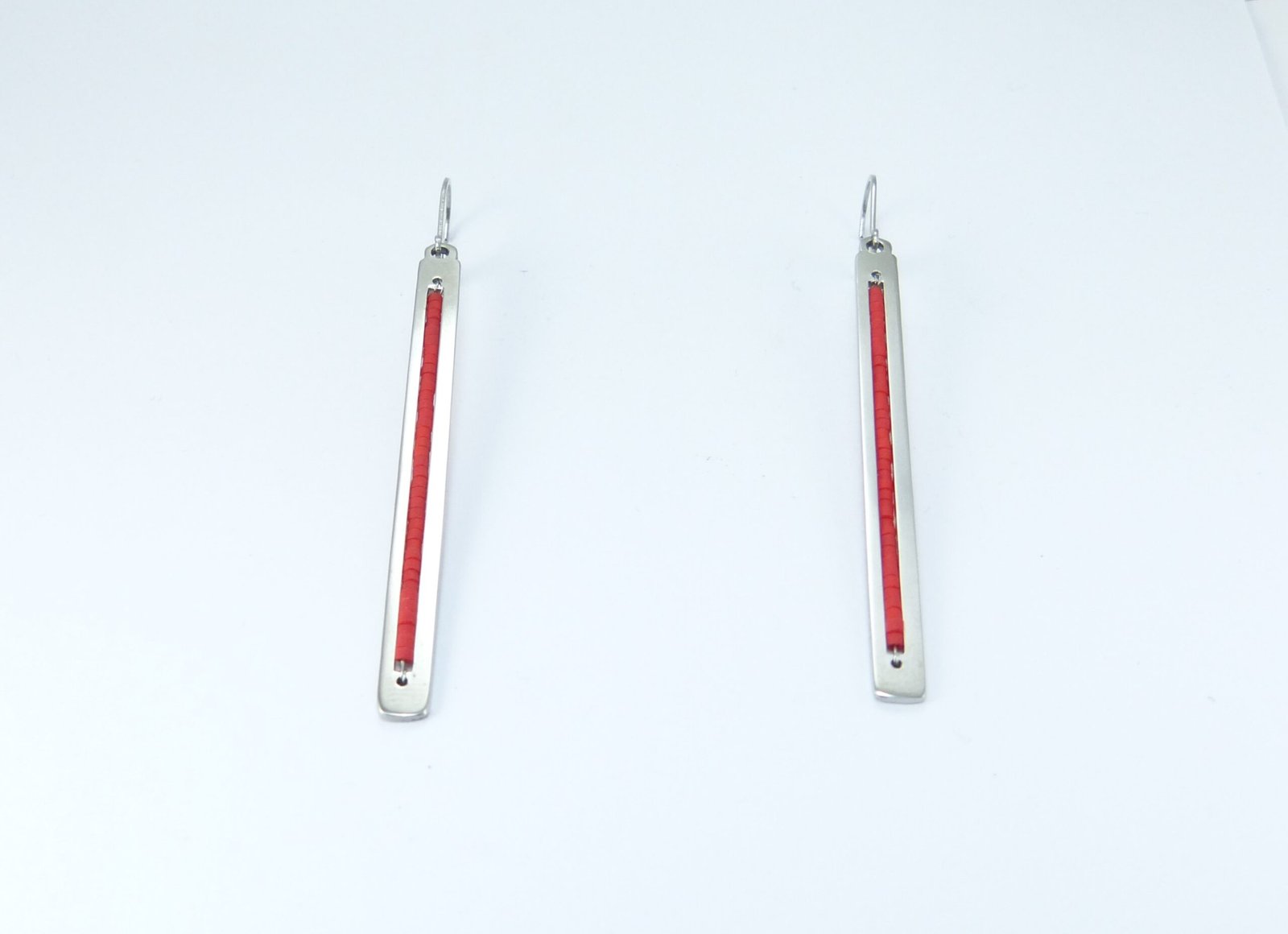 Arete acero delgado tejido cristal miyuki