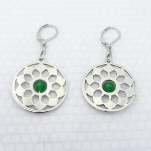 Aretes en acero mandala y piedra natural