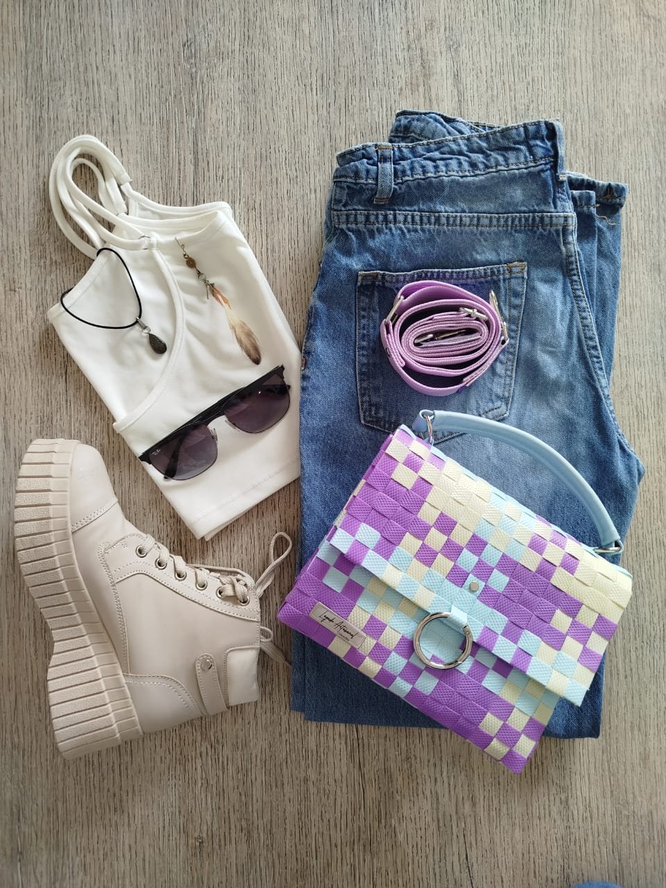 Cartera tejida en zuncho - Estilo baúl - Imagen 4