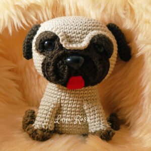 Perro Pug tejido a crochet