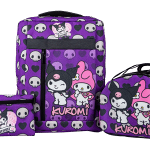 Combo Kuromi morral, lonchera y cartuchera