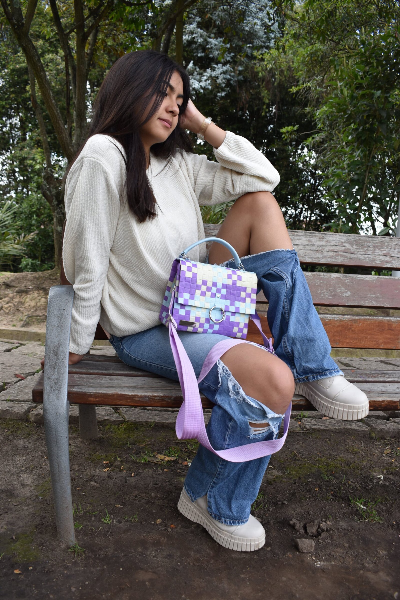 Cartera tejida en zuncho - Estilo baúl - Imagen 5