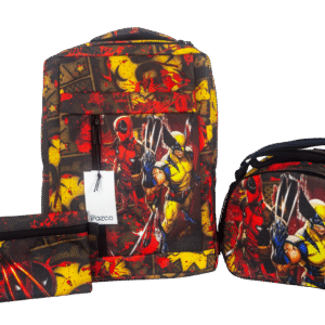 Combo Deadpool Vs Wolverine morral, lonchera y cartuchera