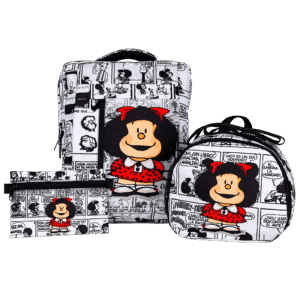 Combo Mafalda morral, lonchera y cartuchera