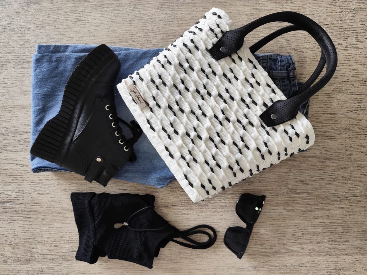 Bolso tejido en zuncho - Estilo Bucket - Imagen 3