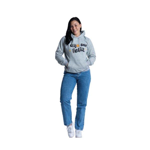 Hoddie gris «ELIJO SER FELIZ» Veintidós | Actitud Positiva