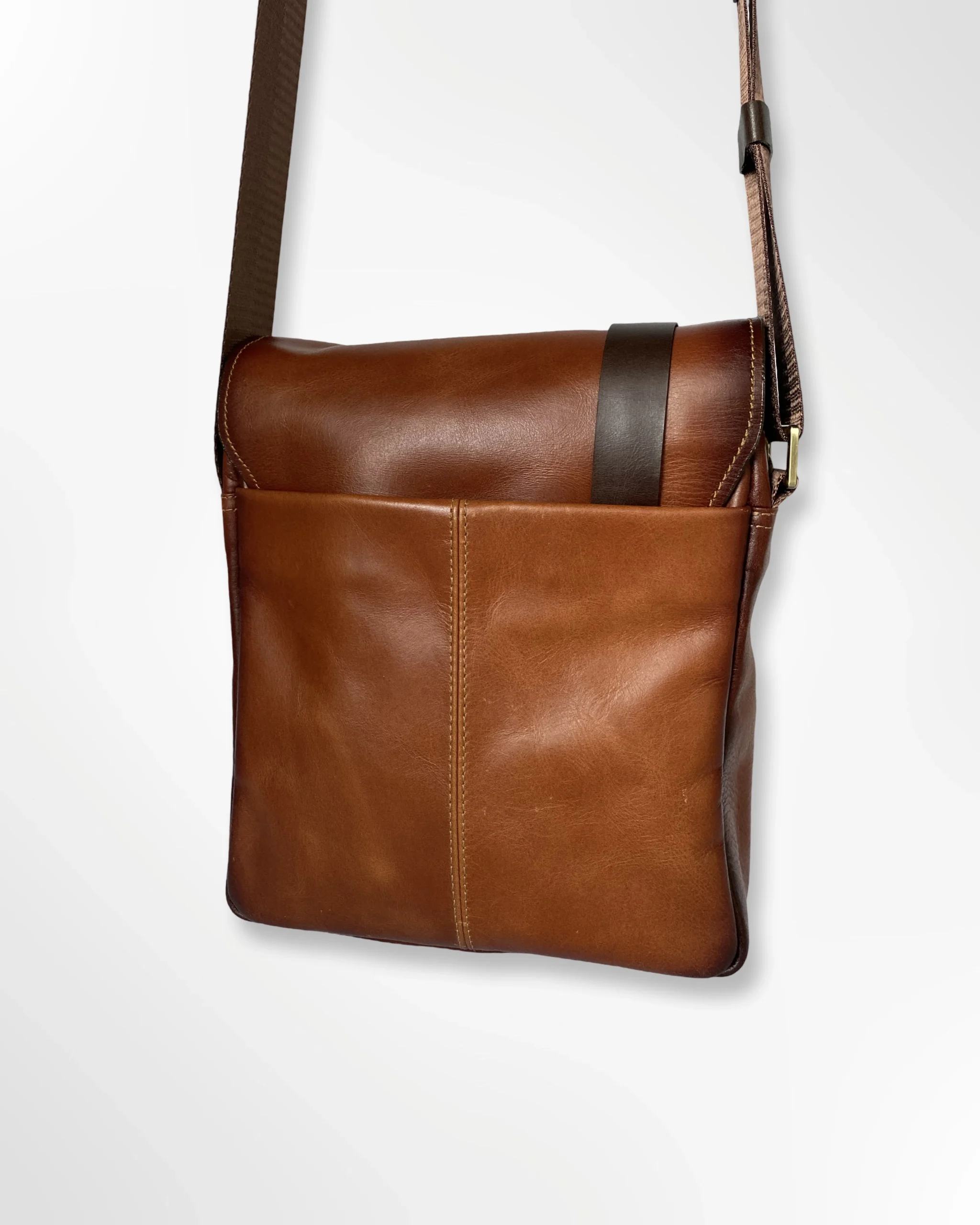 Bandolera manos libres ejecutivo en cuero para hombre miel - Imagen 2