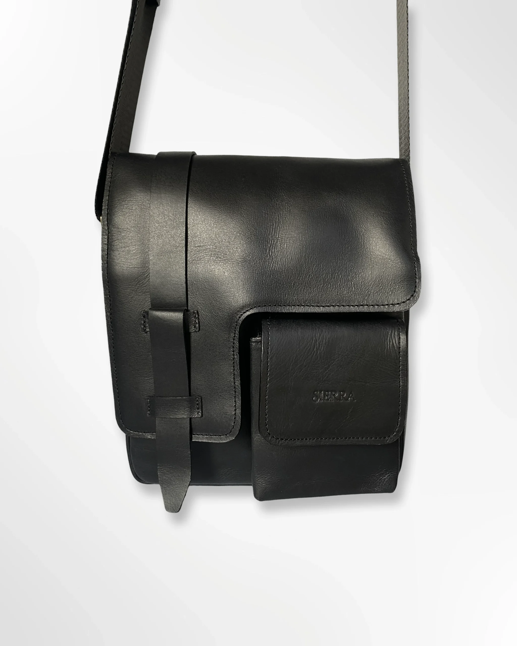 Bandolera manos libres ejecutivo en cuero para hombre negro