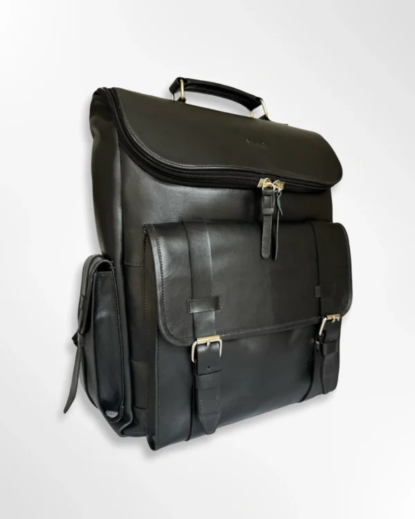 Morral ejecutivo clásico en cuero envejecido Palermo grande – negro-negro
