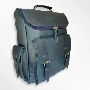 Morral ejecutivo clásico en cuero envejecido Palermo grande – azul-azul