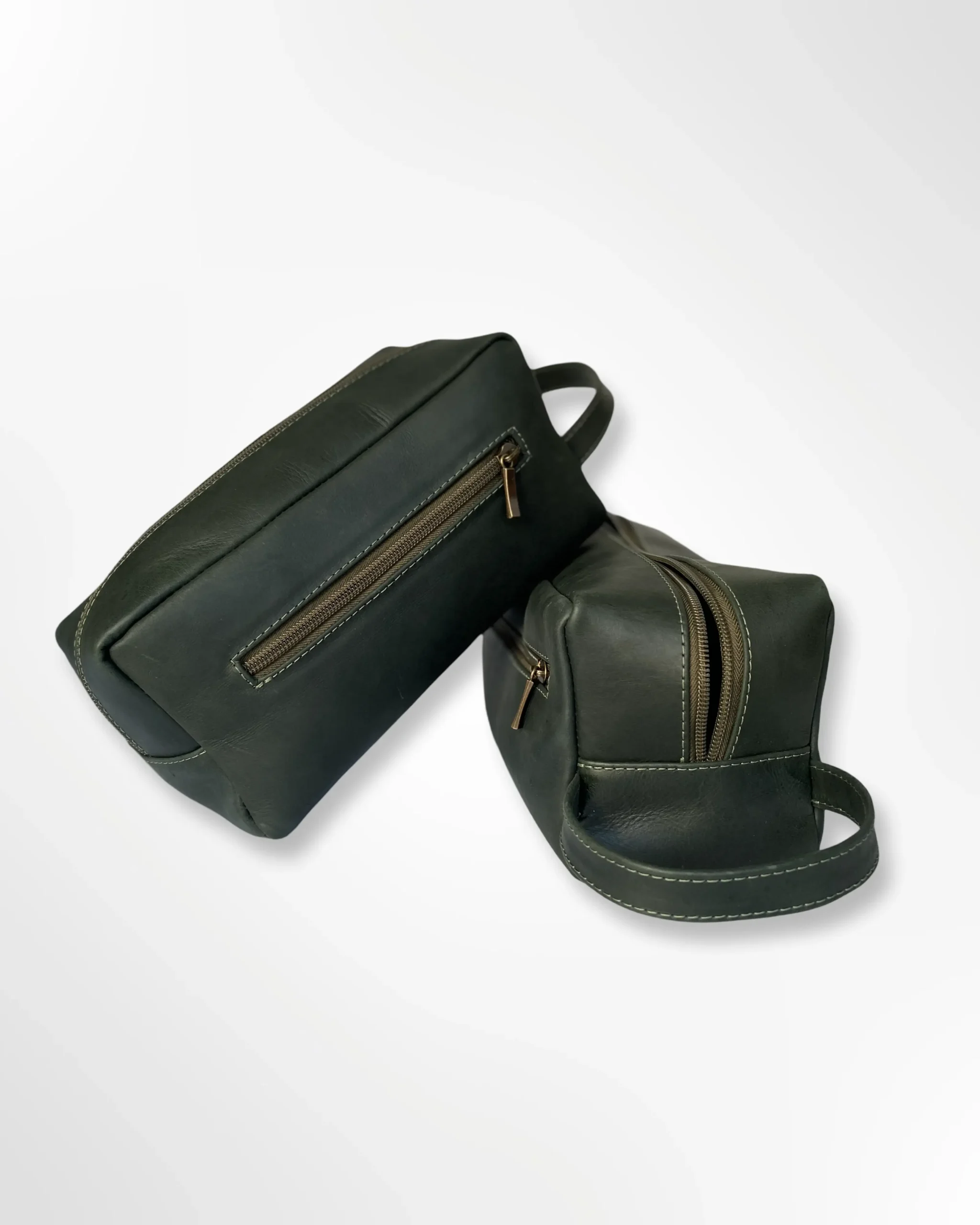 Organizador Cosmetiquera Neceser en cuero hombre y mujer verde