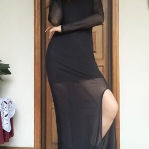 Vestido negro en mallatex